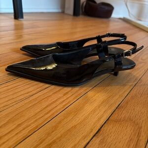 Zara Black Patent Slingback Heels